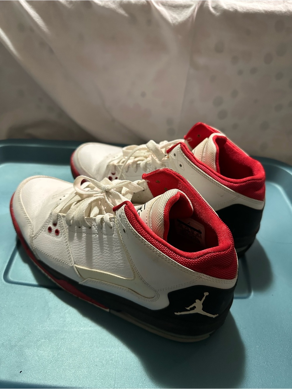 Jordan White, Red and Black High-Top Sneakers